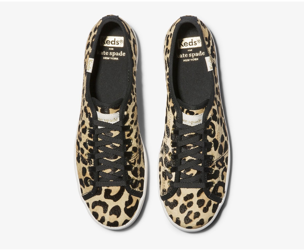 Πανινα Παπουτσια Γυναικεια - Keds Kate Spade New York Kickstart Calf Hair - Λεοπαρ - QZYHO0249